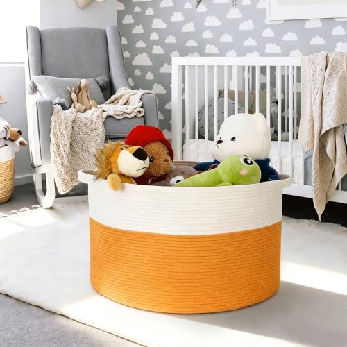 MEGASKET Large Orange Storage Basket, Decorative Dog Kid Toy Box, Big Blanket - Image 6