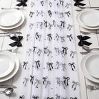 4 Pcs White Tulle Table Runner Black Bow, 29 X 70 Inch Lace - Image 3