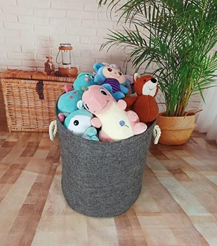 Round Laundry Basket Storage Bins Nursery Hamper Gift Baskets - Image 3