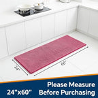 Chenille Bathroom Runner Rug 24"x60" Hot Pink, Plush Bath Mat - Image 2