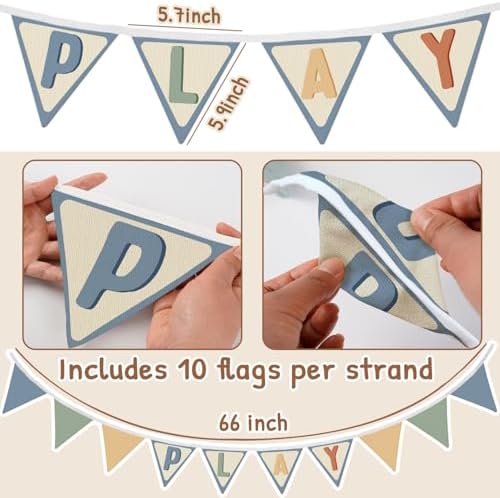 Play Room Wall Art Decor, Play Sign Wall Felt - Image 3