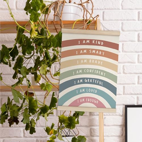 HRQKO I Am Kind Smart Inspirational Poster Hanger Frame, Boho Rainbow Wall Art - Image 3
