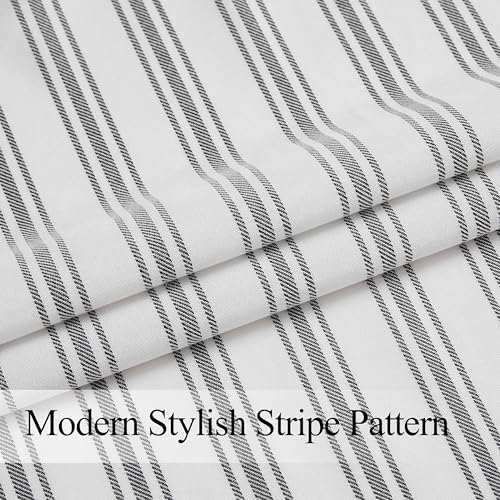 ZJDECOR Black White Stripe Semi Sheer Kitchen Window Valances - Image 5