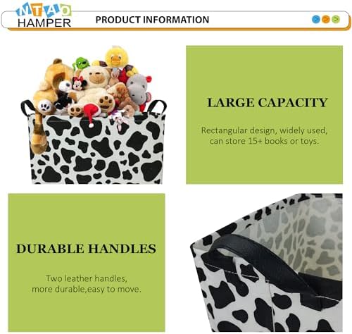 NTAOHAMPER Rectangular Cow Storage Basket, Waterproof Cowprint Box - Image 5