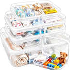 5 Pack Large Clear Hard Shell Zipper Case, Diaper Bag Organizer Pouches by CheeryLand
