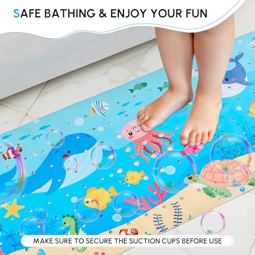 Vannokor Baby Bath Mat for Tub Non Slip Kids, 40 X 16 Inch Extra Long Bathtub - Image 5