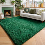 Amdrebio Dark Green Large Furry Rug 6x9 - Image 5
