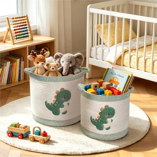Toy Storage Basket, blanket basket, Cotton Rope Woven Laundry Hamper - Image 4