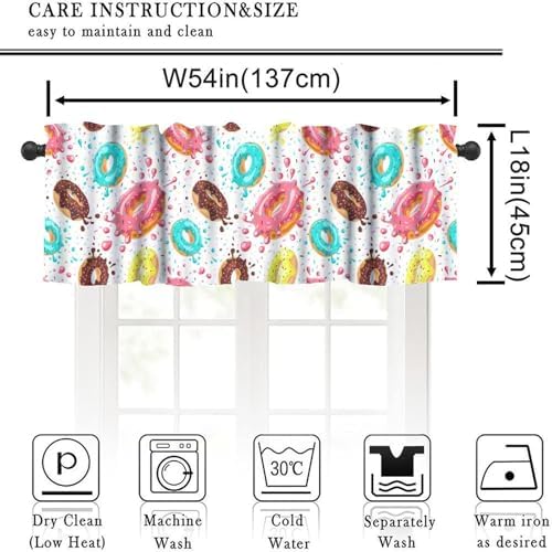 Donut Valances Curtain Colorful Donut Chocolate Lemon Blue Mint Pattern Window - Image 2
