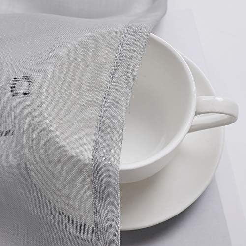 MIULEE Solid Gray Kitchen Sheer Valance Linen Look Window Curtain, Living Room - Image 5