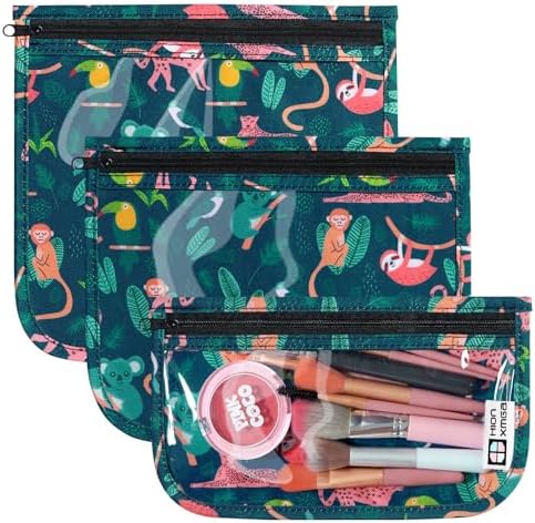 HIONXMGA Set of 3 Clear Travel Toiletry Bag, TSA Approved, Quart Size S/M/L by HIONXMGA
