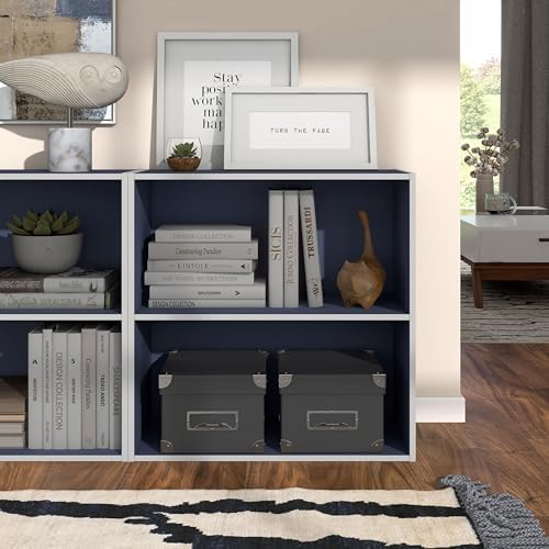 Homes: Inside + Out Apexa 2-Tier Cube Storage Organizer Shelves, Stackable Wood - Image 2