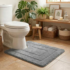 GRANNY SAYS Dark Grey U Shaped Toilet Rug 20" x 24", Non-Slip Bath Mat - Image 3