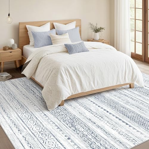 Nakagishi 9x12 Area Rugs Living Room: Washable Boho Large Neutral Soft - Image 4