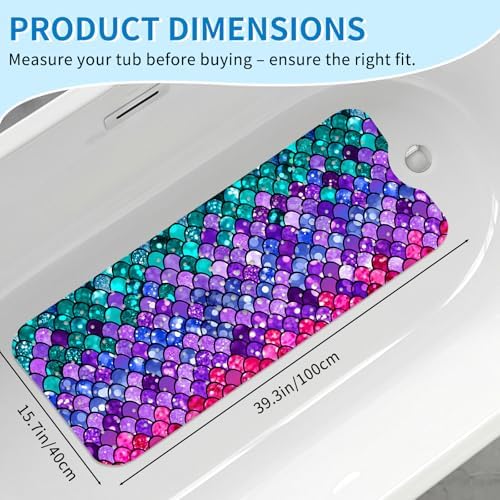 Mermaid Bath Mat for Tub Non Slip, Kids Bath Mat for Baby - Image 2