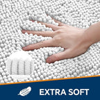 Chenille Bathroom Runner Rug 17"x47" Light Gray, Plush Bath Mat - Image 3
