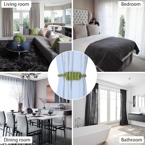 BEL AVENIR Magnetic Curtain Tiebacks 4 Pack Hand-Woven Curtain Ties - Image 5