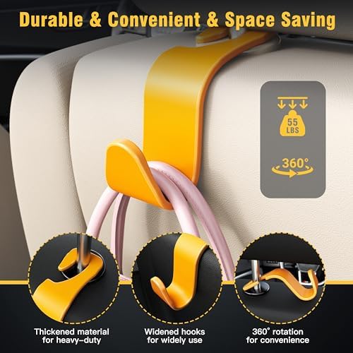 4-Pack Car Headrest Hooks Holds 55lbs Seat Storage Organizer - Image 5
