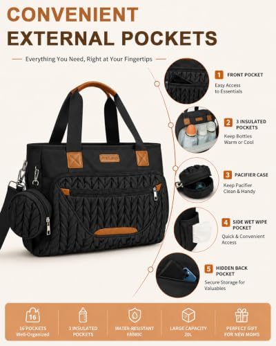 FHELAD Diaper Bag Tote for Women, Baby Diaper Bag Set - Image 4