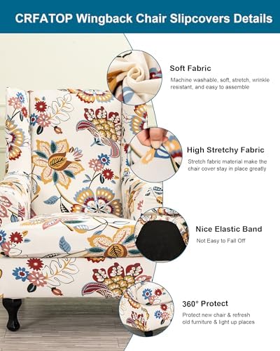 CRFATOP Wingback Chair Covers Wing Armchair Slipcovers - Image 2