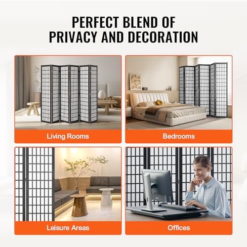 VEVOR Room Divider, 6 Panel Japanese Room Divider, Folding Privacy Screen Indoor - Image 7