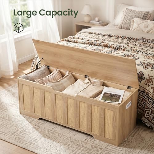 CHOEZON 47.2" Storage Bench, Rattan-Style Storage Chest, Storage Cabinet - Image 5