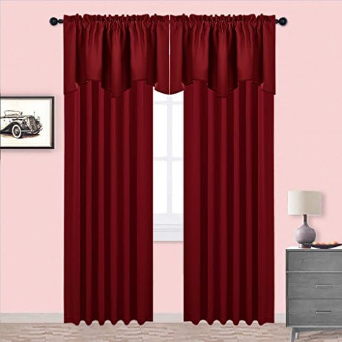 NICETOWN 6 Panels Red Kitchen Blackout Valances - Image 4