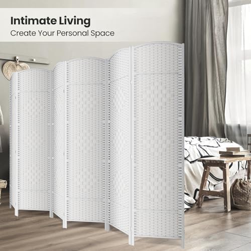 6 Panel Folding Room Divider, Woven Privacy Screen - Image 4