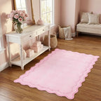 GarveeHome 3x5 Scalloped Washable Area Rug Non Slip Bedroom Entryway Rug - Image 2