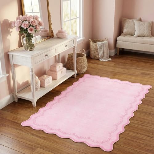 GarveeHome 3x5 Scalloped Washable Area Rug Non Slip Bedroom Entryway Rug - Image 2