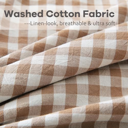 2 Pack Taupe White Gingham Ruffle Standard Pillow Shams 20"x26" - Image 6