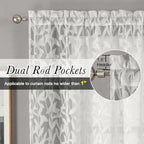 Lecloud Leia Ivory Sheer Kitchen Curtains 24 Inch Length 2 Pcs, Jacquard - Image 2