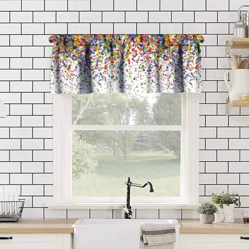 Colorful Polka Dot Valance, Abstract Geometric Confetti Falling Rainbow - Image 4