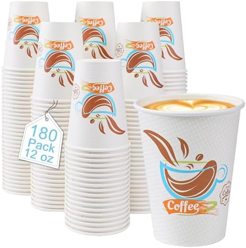 Lamosi 180 Pack 12 oz Coffee Cups, Disposable Paper Cups No Lids by BuyNow