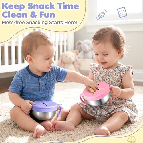 Snack Cups, 2 Pack Stainless Steel Toddler Snack Containers, Spill-Proof - Image 6