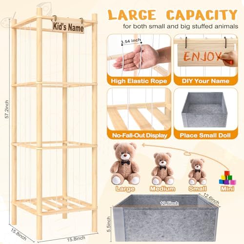 Stuffed Animal Storage with Toys Tray, 57In Large Wooden Stuffy Plushies - Image 2