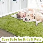 Amdrebio Grass Green Plush Area Rug 5x7 - Image 2