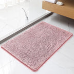Chenille Bathroom Rug 24"x36" Blush, Non-Slip Plush Bath Mat by Kildoss