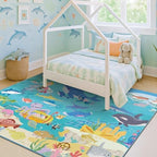 Large Blue Ocean Rug for Classroom – Washable 9x12 Kids Rug - Image 5