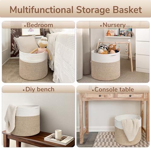 Goodpick Woven Rope Basket for Blankets Fit Nursery & Living Room - Image 4
