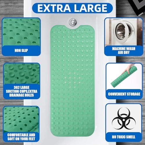 ZHICHENG Bath Tub and Shower Mats, Non-Slip 39 x 16 Inch Extra Long Bath Mat - Image 3