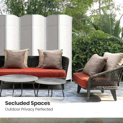 6 Panel Folding Room Divider, Woven Privacy Screen - Image 5