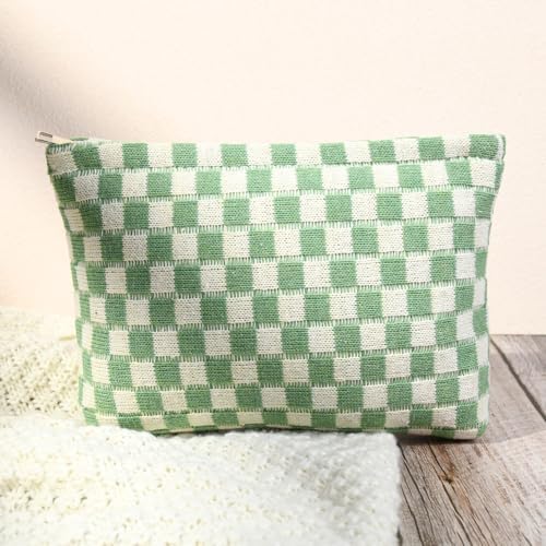 SOIDRAM 2 Pcs Checkered Makeup Bag Large Cosmetic Bag Toiletry Bag Makeup Pouch - Image 3