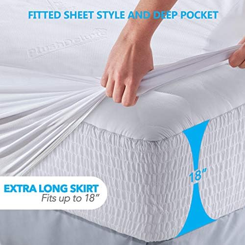 PlushDeluxe Bamboo Waterproof Mattress Protector, Full Size, Ultra Soft - Image 4