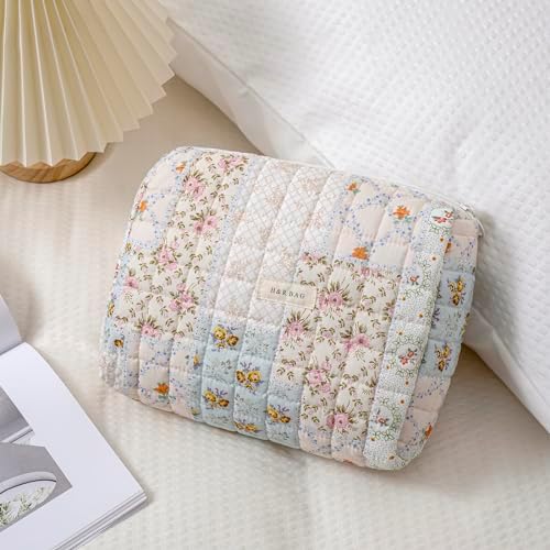 uekeboag 2Pcs Quilted Cotton Makeup Bag, Cosmetic Bag - Image 5