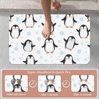 Diatomaceous Earth Bath Mat, Cute Cartoon Bath Rugs, Baby Penguins Non-Slip - Image 3