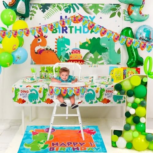 Fun Express Little Dino Happy 1st Birthday High Chair Decorating Kit – Baby - Image 3