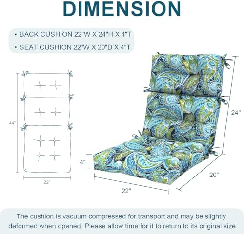 DYTXIII Outdoor High Back Chair Cushions Set of 2, Water Repellent Tufted - Image 3
