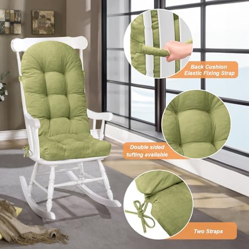 Rocking Chair Cushion, High Back, Light Green - Image 3