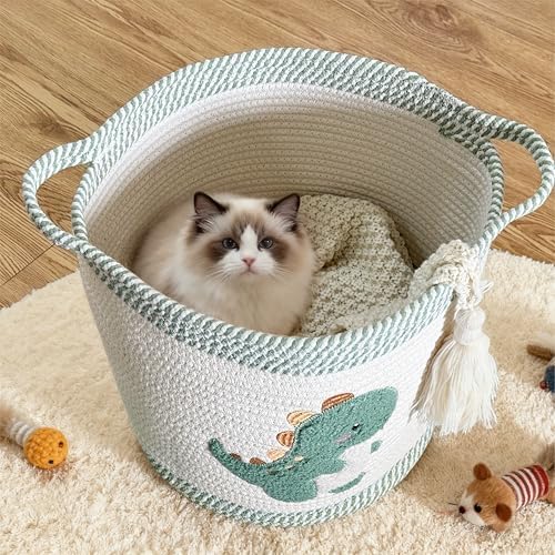 Toy Storage Basket, blanket basket, Cotton Rope Woven Laundry Hamper - Image 2